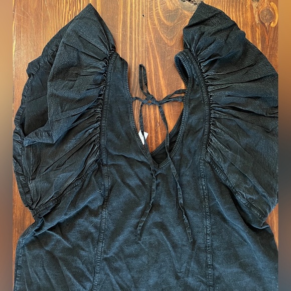 Daily Practice by Anthropologie Malibu Creek Dress Cotton Ruffle Black M - Picture 4 of 11